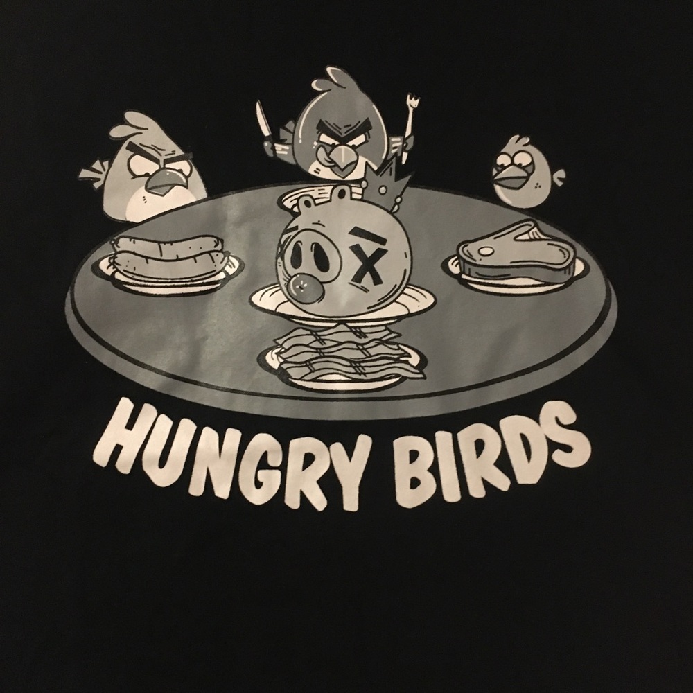 Hungry Birds Black Graphic Tshirt Angry Birds